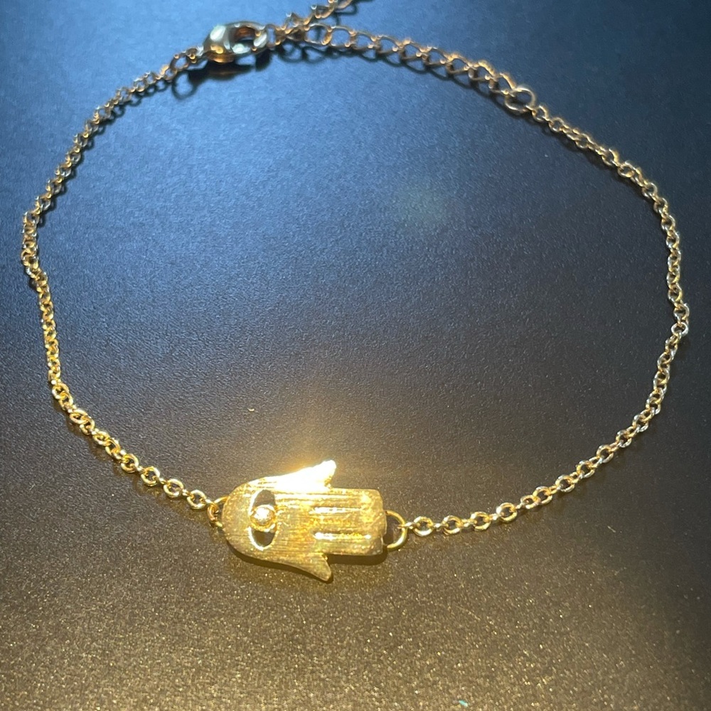 Gold Plated Hamsa Chain Bracelet  New